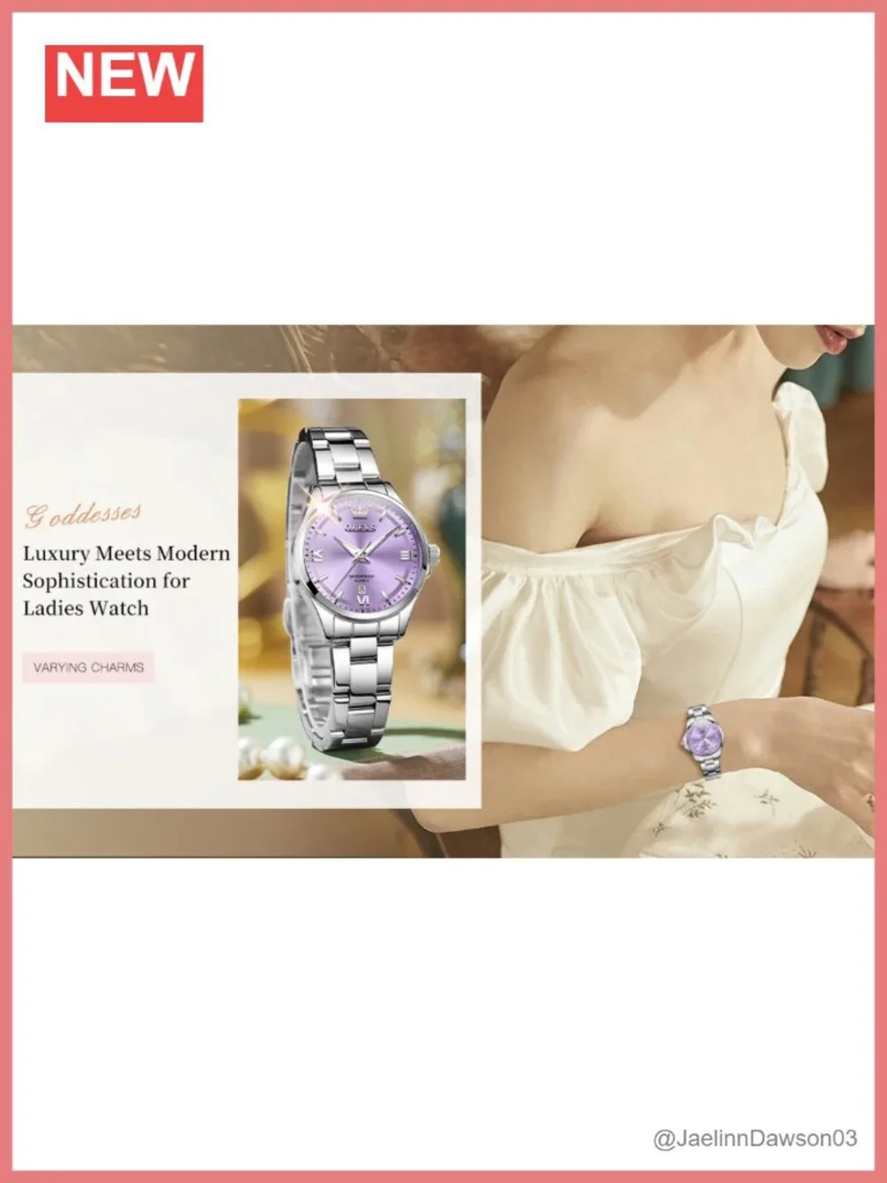 Luxury Elegant Stainless Steel Ladies Watch with Diamond Accents and Calendar